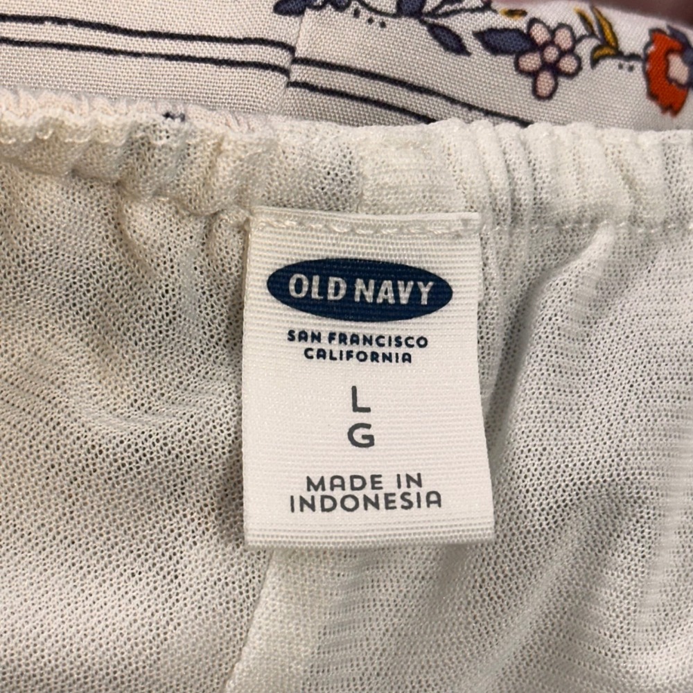 Old Navy Womens Boho Floral Medallion Maxi Dress White Blue Red Large V-Neck - Picture 4 of 16